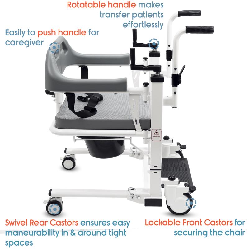 KosmoCare Patient Lift & Transfer Wheelchair - Features (RCS601/RCS602)